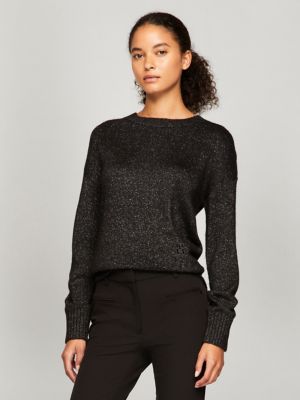 Shimmer Crewneck Sweater, Black Multi