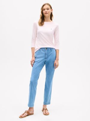 Stripe Boatneck T-Shirt, Light Pink Multi Stripe