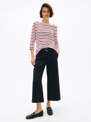 Stripe Boatneck T-Shirt, Primary Red Multi Stripe
