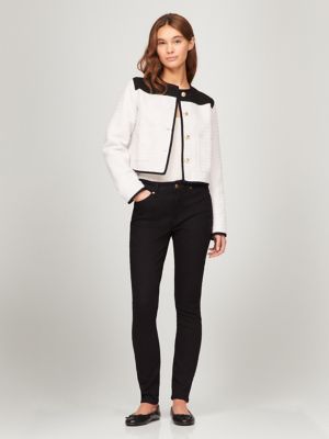 Cropped Tweed Jacket, Black / Milky Way