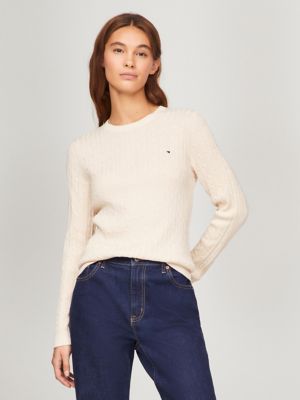Long-Sleeve Shimmer Cable Knit Sweater, Calico Multi