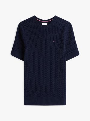 Short-Sleeve Cable Knit Sweater | Tommy Hilfiger