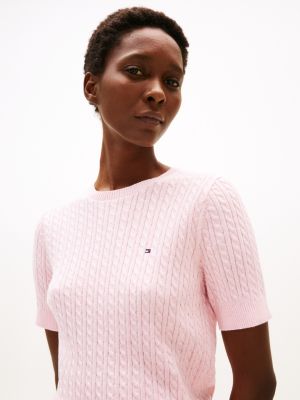 トップス Kitty cable knit tops Short-Sleeve Cable Knit Sweater | Tommy Hilfiger