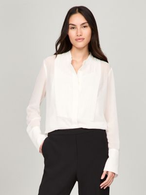 Sheer Pintuck Shirt, Milky Way