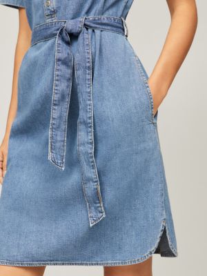 Denim Pullover Shirtdress, Medium Wash