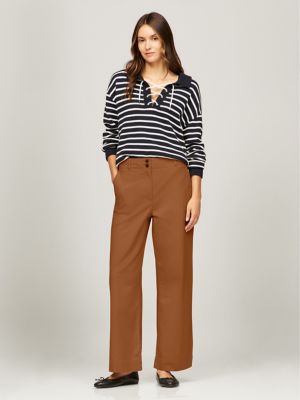 Solid Wide-Leg Pant, Natural Cognac