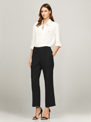 Solid Straight Fit Utility Pant, Black