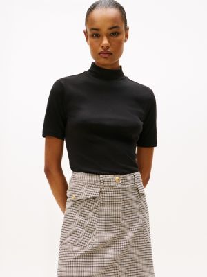 Short-Sleeve Mockneck T-Shirt, Black