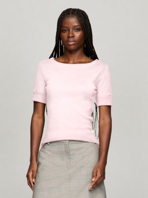 Elbow Sleeve Boatneck T Shirt Tommy Hilfiger