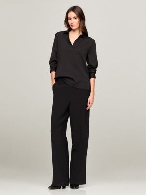 Stretch Relaxed Fit Pullover Shirt, Black
