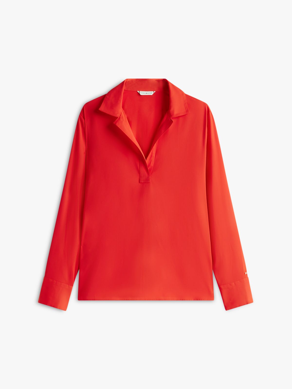 Stretch V-Neck Pullover Shirt — Deep Crimson