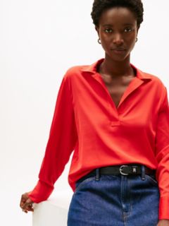Stretch V-Neck Pullover Shirt — Deep Crimson 3