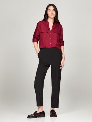 Long-Sleeve Relaxed Fit Utility Shirt, Rouge