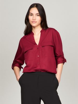 Red tommy hilfiger shirt womens sales