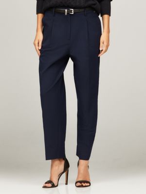 Solid Tapered Fit Pant, Navy