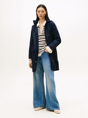 Hooded Stretch-Cotton Parka, Navy