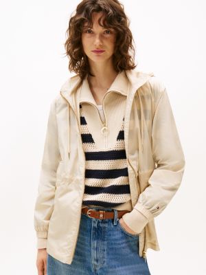 Water-Repellent Hooded Windbreaker, Classic Beige