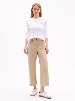 Patch Pocket Wide Leg Chino, Classic Khaki