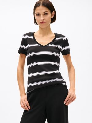 V-Neck Stripe Favorite T-Shirt, Black