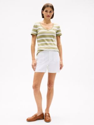 V-Neck Stripe Favorite T-Shirt, Faded Olive Stripe