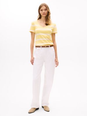 V-Neck Stripe Favorite T-Shirt, Citronella Stripe