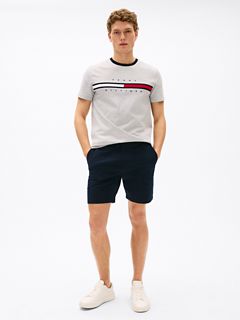 Embroidered Flag Stripe Logo T-Shirt — Grey Heather 2