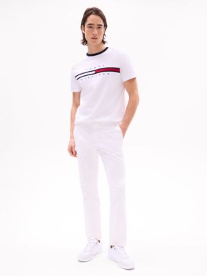 Embroidered Flag Stripe Logo T-Shirt, Optic White