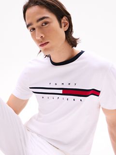 Embroidered Flag Stripe Logo T-Shirt — Optic White 3