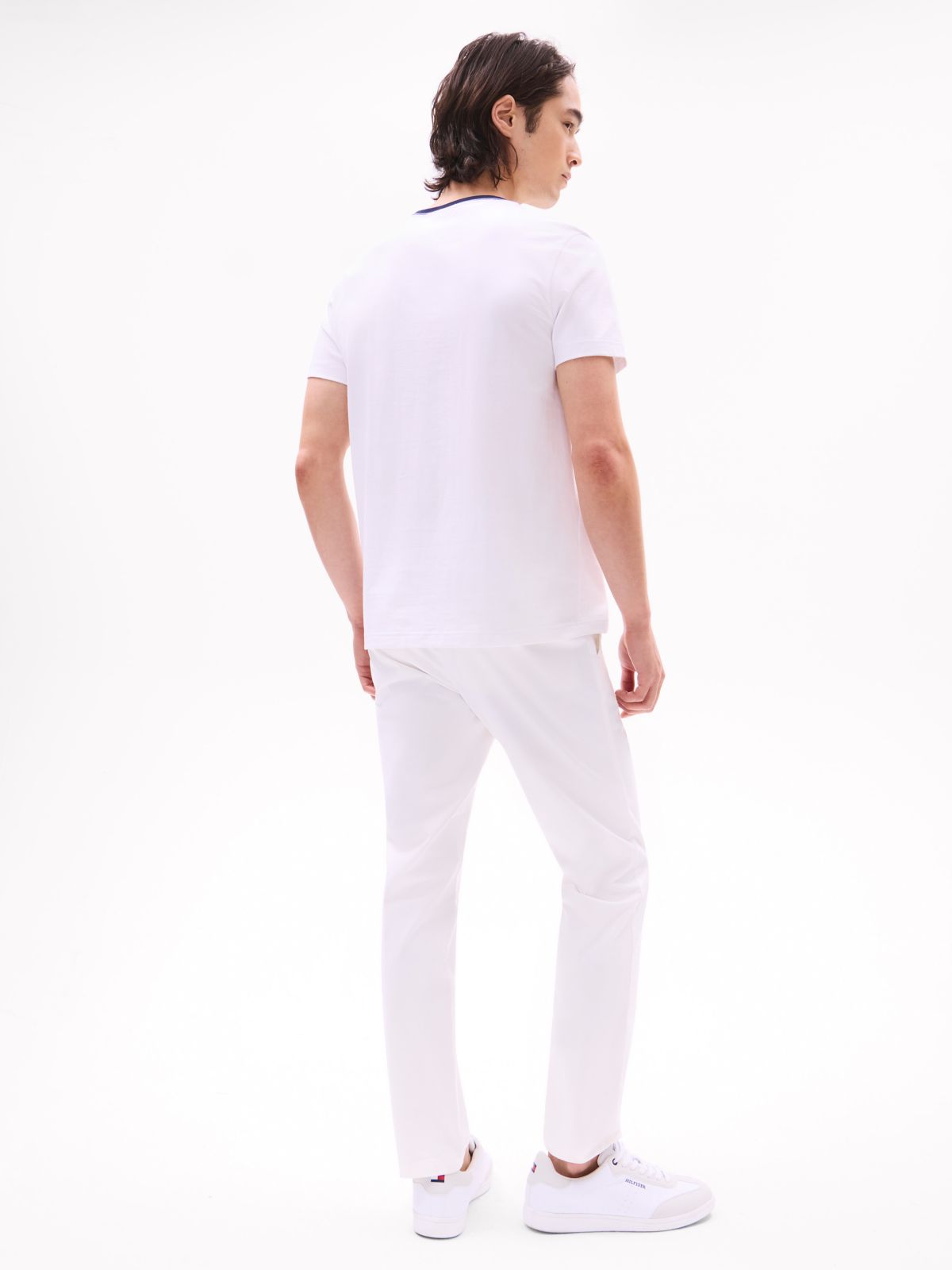 Embroidered Flag Stripe Logo T-Shirt — Optic White