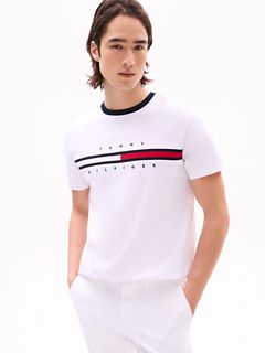 Embroidered Flag Stripe Logo T-Shirt — Optic White 1