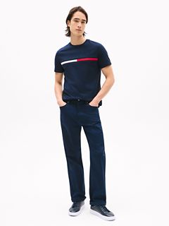 Embroidered Flag Stripe Logo T-Shirt — Navy 2