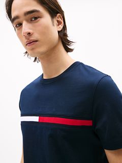 Embroidered Flag Stripe Logo T-Shirt — Navy 3
