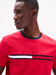 Embroidered Flag Stripe Logo T-Shirt — Primary Red 3