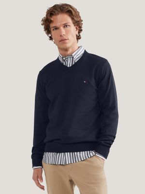 Essential V-Neck Sweater, Sky Captain