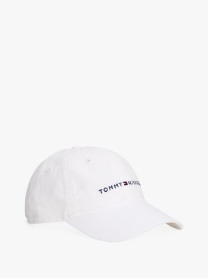 Embroidered Tommy Logo Baseball Cap, Bright White
