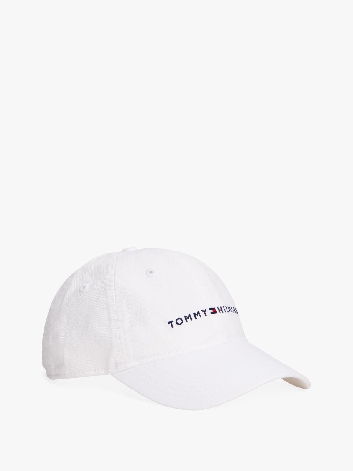 Embroidered Tommy Logo Baseball Cap — Bright White