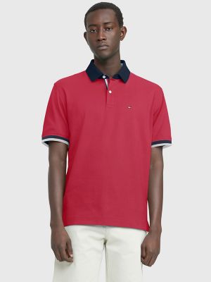 Men's Tommy Hilfiger Signature Regular Fit Cotton Polo Shirt in Red