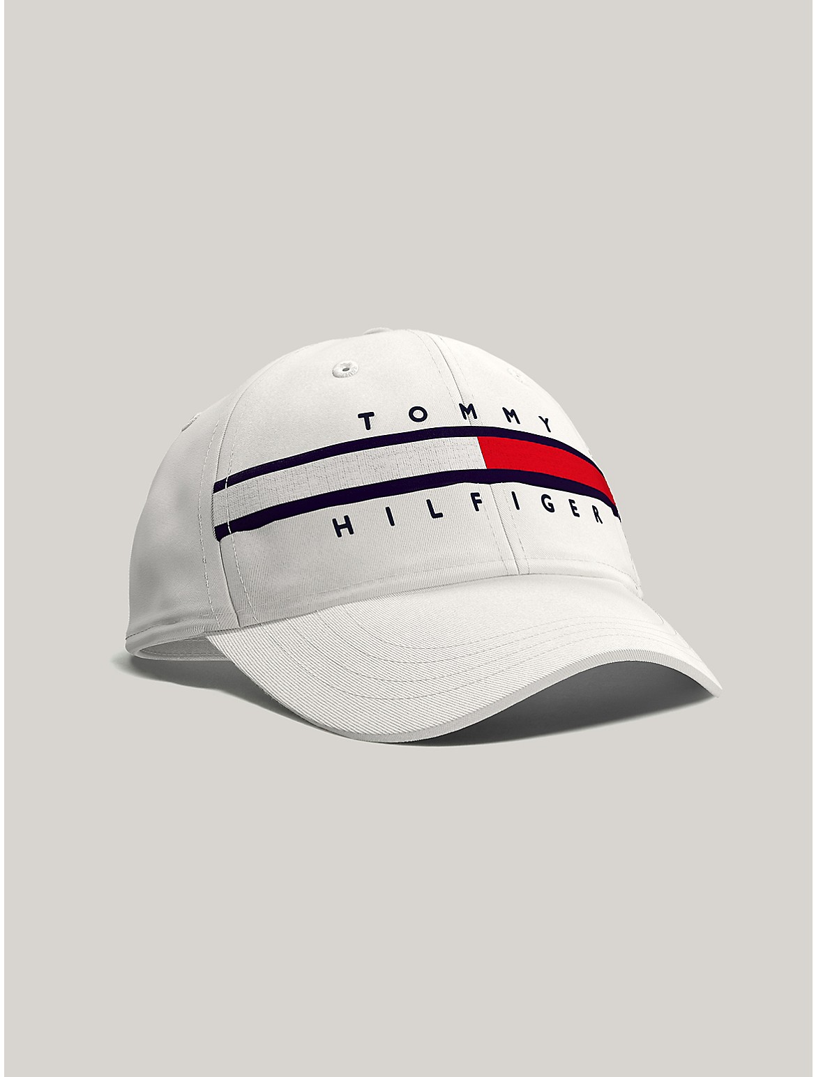 Tommy Hilfiger Men's Flag Stripe Logo Baseball Cap - White