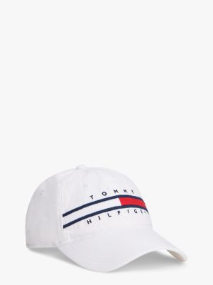 Flag Stripe Logo Baseball Cap, Bright White