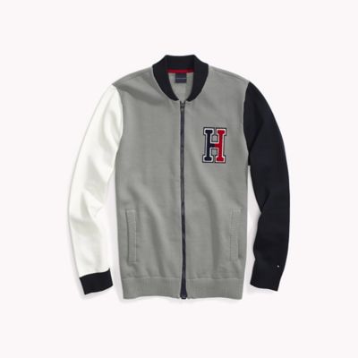 tommy hilfiger textured baseball jacket