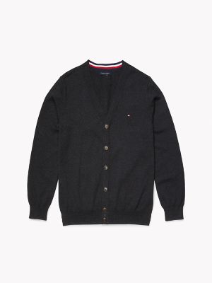 Classic Cardigan, Charcoal Grey Heather/Deep Knit Black