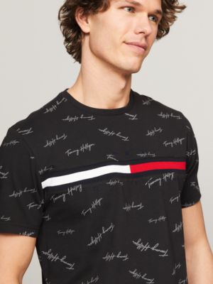 Signature Flag Stripe Logo Hilfiger T-Shirt USA Tommy 