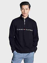 타미 힐피거 Tommy Hilfiger Essential Logo Zip Sweatshirt,DESERT SKY
