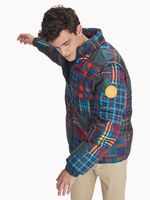 tommy hilfiger plaid puffer jacket