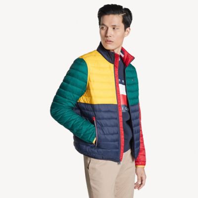 tommy hilfiger colorblock puffer jacket