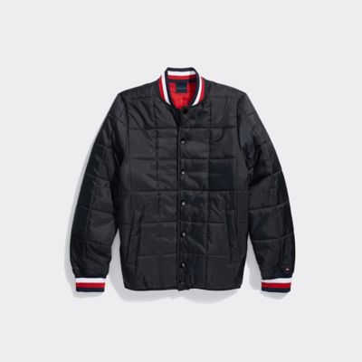 tommy hilfiger textured baseball jacket