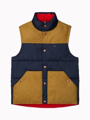 tommy hilfiger long colorblock puffer