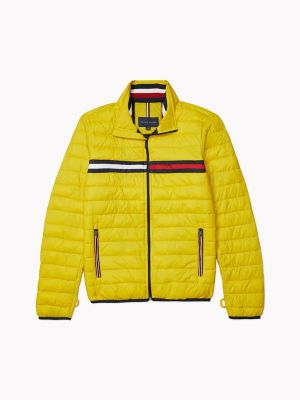 tommy hilfiger yellow branded pullover padded jacket