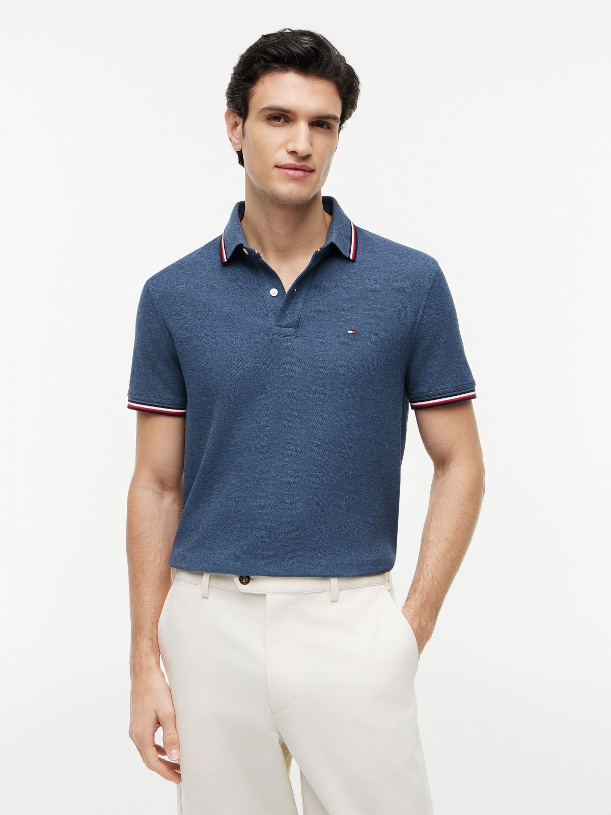 Regular Fit Tommy Wicking Polo — Blue Heather