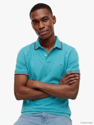 Regular Fit Tommy Wicking Polo, Hazy Teal